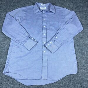 Burberrys of London Mens Blue Micro Check Cotton Dress Shirt 16-34 Made in USA